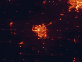 Satellite night-light map of the 50 km around Lincoln, with Crete, Chalco and Seward marked