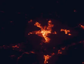 Satellite night-light map of the 50 km around Reno, with Sparks, Carson City and Sun Valley marked