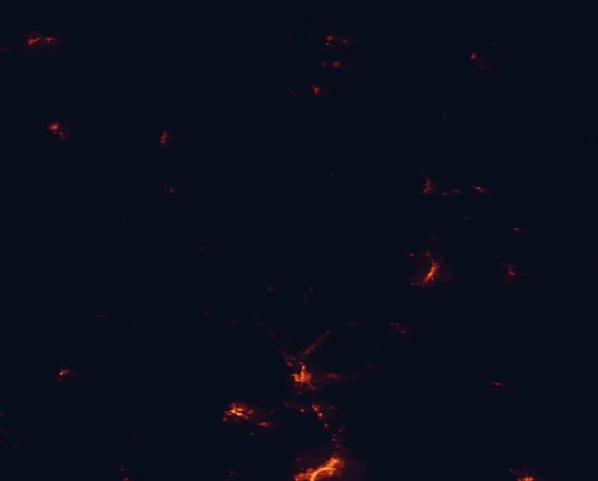 Satellite night-light map of the 100 km around Carson National Forest, with Santa Fe, Española and Los Alamos marked