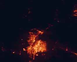 Satellite night-light map of the 50 km around Enchanted Hills, with Albuquerque, Rio Rancho and South Valley marked