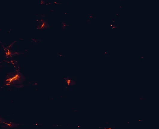 Satellite night-light map of the 100 km around Rio Mora National Wildlife Refuge and Conservation Area, with Santa Fe, Las Vegas and Española marked