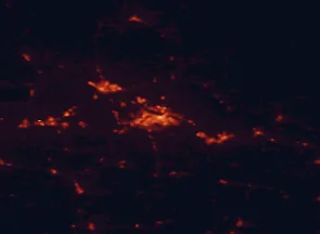 Satellite night-light map of the 50 km around Utica, with Rome, Ilion and Oneida marked