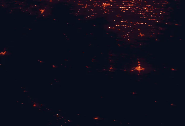 Satellite night-light map around Theodore Roosevelt National Park