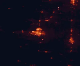 Satellite night-light map of the 50 km around Lawton, with Duncan and Marlow marked