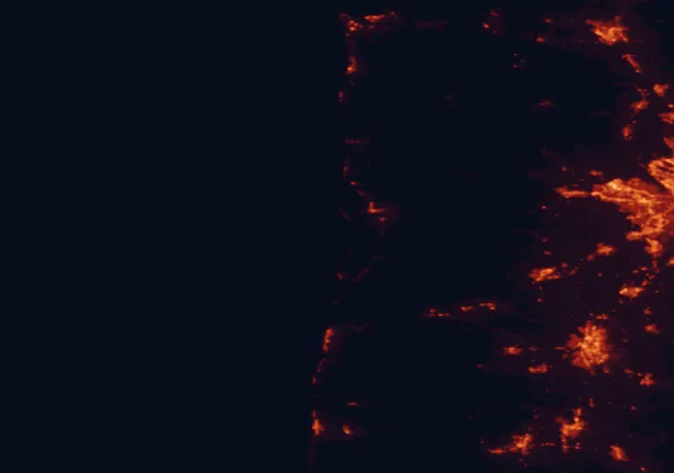 Satellite night-light map of the 100 km around Cape Lookout State Park, with Salem, Hillsboro and Beaverton marked