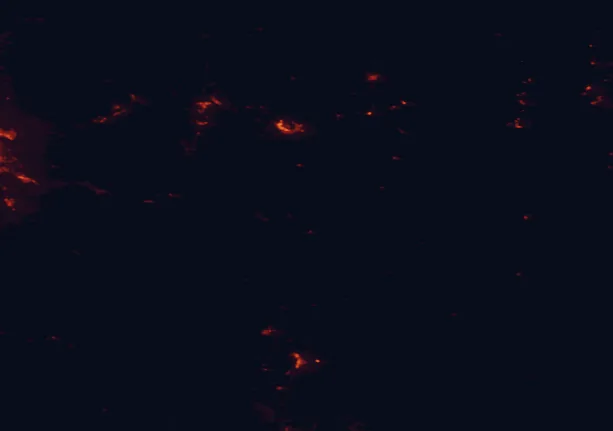Satellite night-light map of the 100 km around White River Falls State Park, with The Dalles and Sandy marked