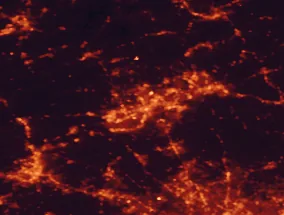 Satellite night-light map of the 50 km around Allentown, with Bethlehem, Reading and Whitehall Township marked