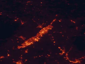 Satellite night-light map of the 50 km around Scranton, with Wilkes-Barre, Back Mountain and Old Forge marked