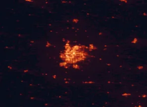 Satellite night-light map of the 50 km around Sioux Falls, with Brandon, Harrisburg and Tea marked