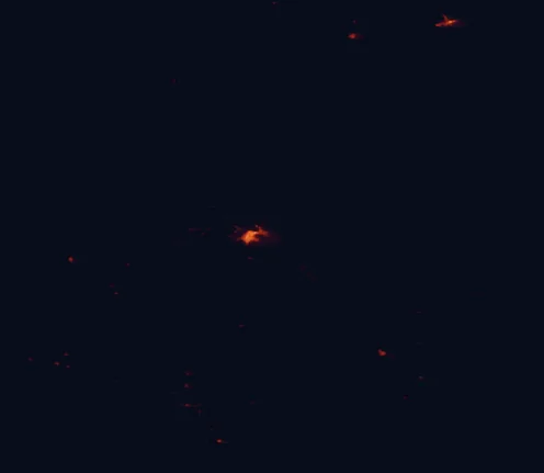 Satellite night-light map of the 100 km around Fort Leaton State Historic Site, with Manuel Ojinaga and Ojinaga marked