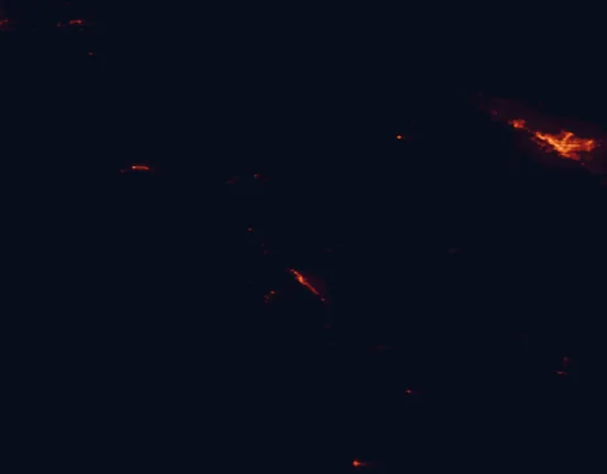 Satellite night-light map of the 100 km around Arches National Park, with Grand Junction, Clifton and Fruita marked