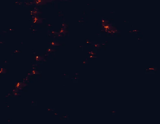 Satellite night-light map around Millsite State Park