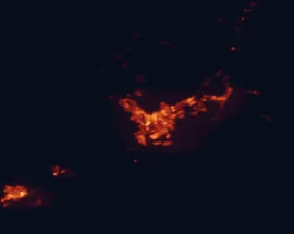 Satellite night-light map of the 50 km around Saint George, with Washington, Hurricane and Santa Clara marked