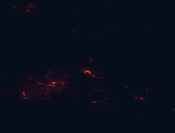 Satellite night-light map around Steinaker State Park