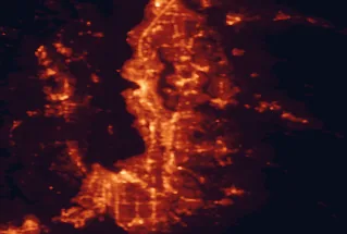 Satellite night-light map of the 50 km around Renton, with Seattle, Kent and Bellevue marked