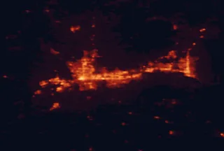 Satellite night-light map of the 50 km around Spokane Valley, with Spokane, Coeur d'Alene and Post Falls marked