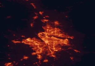 Satellite night-light map of the 50 km around Vancouver, with Portland, Gresham and Beaverton marked