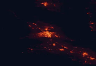 Satellite night-light map of the 50 km around Yakima, with West Valley, Selah and Terrace Heights marked