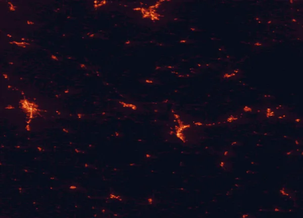 Satellite night-light map of the 100 km around Perrot State Park, with Rochester, North La Crosse and La Crosse marked