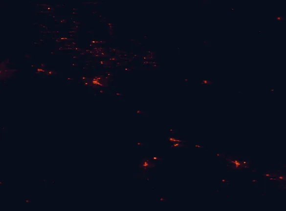 Satellite night-light map around Glendo State Park